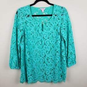 Lily Pulitzer Telyn Top Lace (Blue/Green) - S